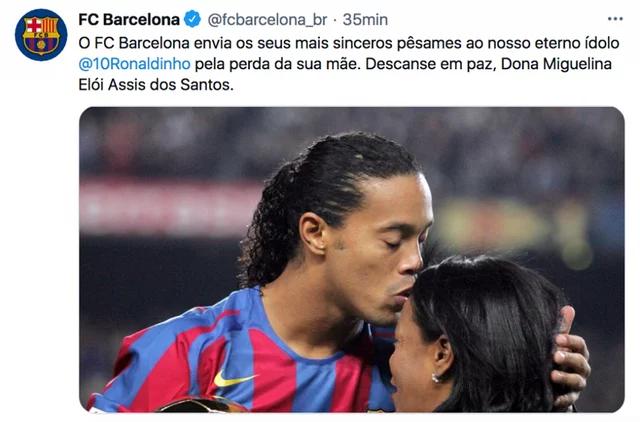 Le FC Barcelone présente ses plus sincères condoléances à Ronaldinho Besoccer21 févr. 2021Sources