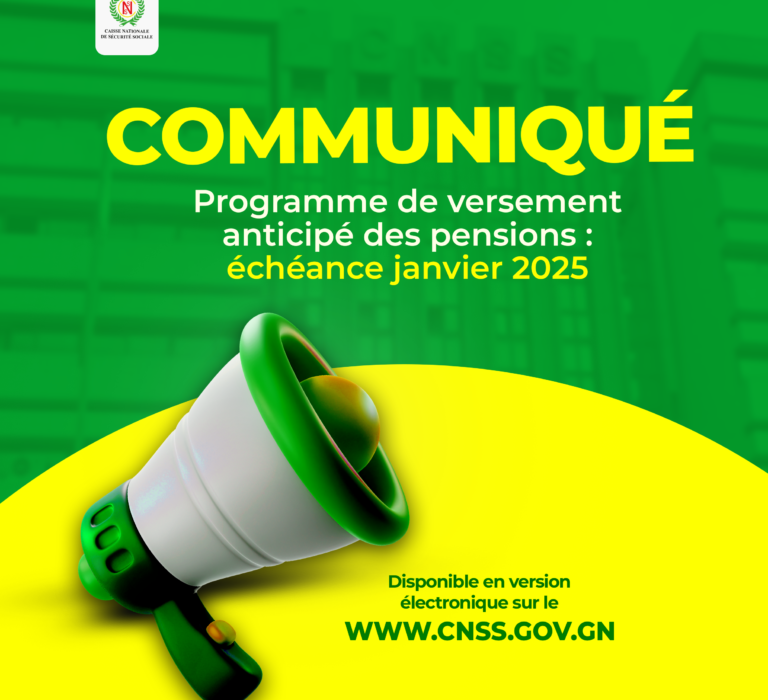 CNSS : Paiement Anticipé des Pensions de Retraite – Janvier 2025(Communiqué)    